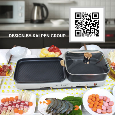 Nồi lẩu nướng đa năng cao cấp Kalpen PP99, công suất 2200W, bếp hai vùng nấu điều khiển độc lập tiện lợi - Hàng chính hãng