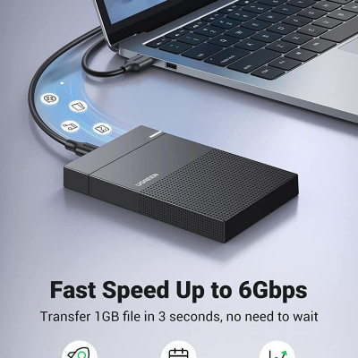 Ugreen UG30727CM471TK 50CM 10TB Hộp đựng ổ cứng 2,5 inch SATA 3 USB Type-C USB 3.1 Gen 2 tốc độ truyền 6Gbs Hàng chín - HÀNG CHÍNH HÃNG