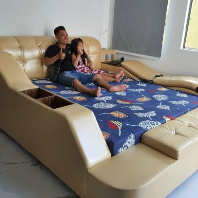 Giường ngủ Juno Sofa cao cấp có thành massage Kt 1m6 x 2m hoặc 1m8 x 2m