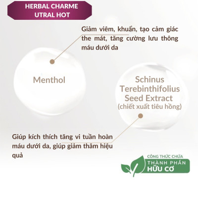 HERBAL CHARME (UTRAL HOT) Dung Dịch Vệ Sinh Nam Giới Khử Mùi Tạo Bọt Hương Thơm Nam Tính Giúp Làm Sạch Sâu Chai 100ml
