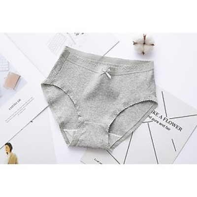 Quần Lót Cotton Nữ Kháng Khuẩn Gân Tăm Viền Ren Đính Nơ Nhỏ Nữ Tính Sexy ( mã WL74)