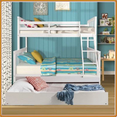 Giường 3 tầng Tundo màu trắng 1m/1m4