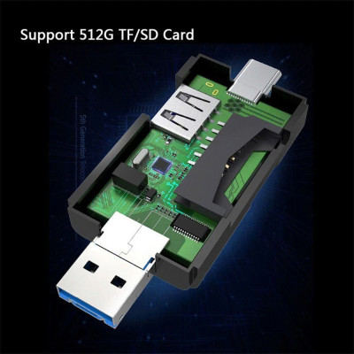 Đầu đọc thẻ nhớ SD, TF chân Type C, USB 3.0 Micro USB / U / Type C / TF / SD Cho Điện Thoại / Laptop - Hàng Nhập Khẩu