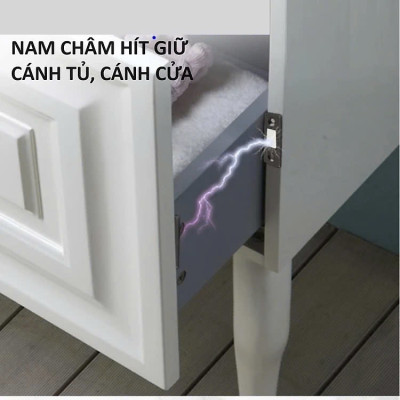 COMBO 2 Nam Châm Gắn Cánh Tủ, Giữ Cánh Cửa Có Lực Hút Mạnh - Giữ Chốt Cánh Tủ Quần Áo, Ngăn Kéo, Tủ Bếp Tiện Lợi, LOẠI THẲNG - MÀU BẠC