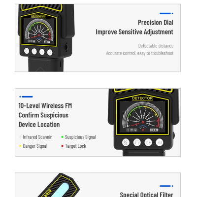 ROGTZ - Máy Phát Hiện Camera, Ghi Âm S699 Quét dải tần rộng 1MHz - 8000MHz Tín hiệu vô tuyến Sóng điện thoại 2G 3G 4G Wifi 1,2G-5,8G Độ nhạy cao Phạm vi dò rộng Pin trâu 8-10 tiếng Nhỏ gọn Tiện Lợi Dễ sử dụng Khách sạn Nhà nghỉ Thay đồ - Hàng Chính Hãng