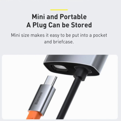 Hub chuyển đổi đa năng 8 trong 1 Baseus CAHUB-CV0G ( Type-C to HDMI/ USB3.0/ LAN / SD Card Reader/ Type C PD 100W, Multifunctional HUB) - HÀNG NHẬP KHẨU