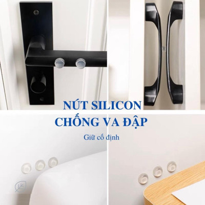 Set 10 Nút Đệm Silicone Trong Suốt Tự Dán, Chống Va Đập Cánh Cửa, Đồ Vật Tiện Dụng Trong Gia Đình, TakyHome 1750