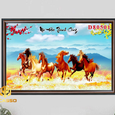 D805 31 Tranh kính Bát mã tung hoành (Được chọn mẫu)