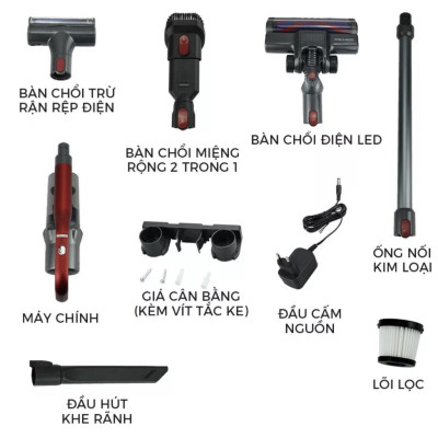 Günter & Hauer Máy Hút Bụi Cầm Tay Máy Hút Bụi Không Dây Sạc Điện 4 Trong 1 Đầu Chổi Một Máy Đa Năng V16 - Hàng chính hãng