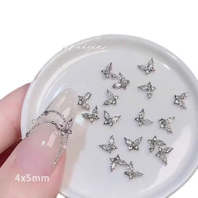 Set 20 Charm Bướm Mini Đính Đá Siêu Sáng Trang Trí Móng, Charm Bướm Kim Loại Size Nhỏ Làm Nail Sang Trọng Nữ Women