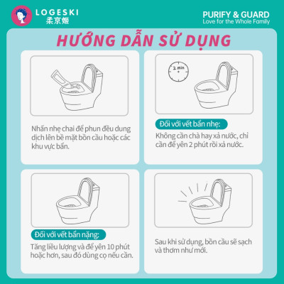 logeski tẩy bồn cầu 99% vi khuẩn và vết bẩn Khử mùi mạnh mẽ không cần chà