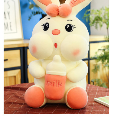 Thú nhồi bông thỏ ôm bình sữa cute - Size 30cm - Màu sắc ngẫu nhiên - Quà tặng gấu bông thỏ ôm bình sữa êm mịn.