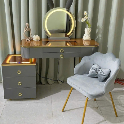 Bàn trang điểm BT Tundo bọc da mặt kính gương led cảm ứng