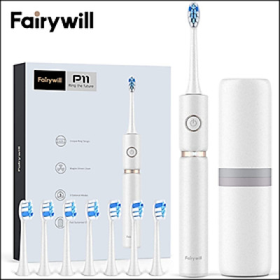 Bàn chải đánh răng điện Fairywill P11- phiên bản nâng cấp với trục truyền lực bằng thép, 8 đầu bàn chải đi kèm