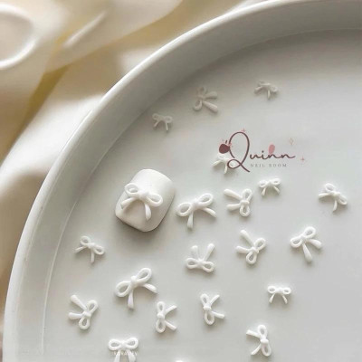 Set 50 Nơ Thắt Nhựa Mix Màu Hồng Pastel Siêu Xinh, Nơ Đỏ, Trắng Size Mini Gắn Trang Trí Móng Làm Nail Kiểu Hàn Quốc Nữ Women