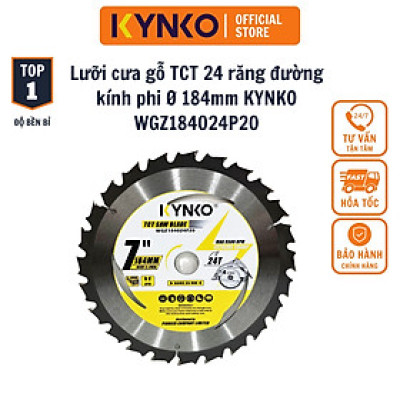 Lưỡi cưa gỗ TCT 24 răng đường kính phi Ø 184mm KYNKO WGZ184024P20_NEW24