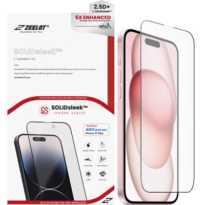 Dán màn hình cường lực Full viền chống tia xanh Zeelot SOLIDsleek dành cho iPhone 15 Pro Max/15 Pro/15 Plus/15/14/13 - Hàng chính hãng