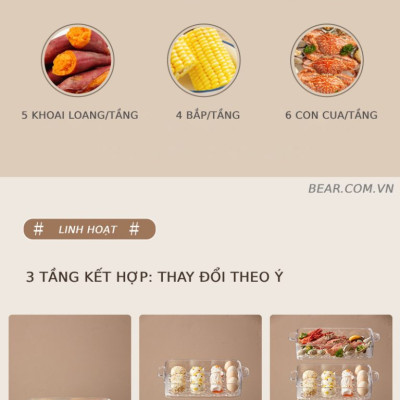 Nồi hấp đa năng  Bear SB-NH12L-12L - Hàng chính hãng