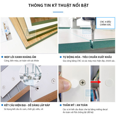Bàn Học Tập Nhỏ Xinh Cho Bé, Học Sinh Màu Trắng Phối Vân Gỗ Sồi Thương Hiệu SIB Decor BLV75