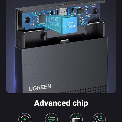 Ugreen UG30727CM471TK 50CM 10TB Hộp đựng ổ cứng 2,5 inch SATA 3 USB Type-C USB 3.1 Gen 2 tốc độ truyền 6Gbs Hàng chín - HÀNG CHÍNH HÃNG