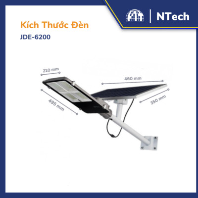 Đèn đường rời thể năng lượng mặt trời Jindian JD-E6200 Công suất 200W Khung Nhôm, Chip Led "SMD" 