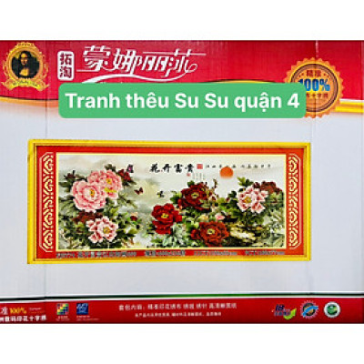 Tranh thêu kín chữ thập Hoa mẫu đơn FJ0774, kích thước 150 x 65 cm