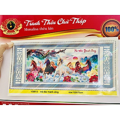 [Thêu kín] Tranh thêu chữ thập Mã đáo thành công Vs8013, kích thước 150 x 70 cm