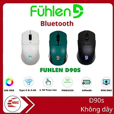 Chuột Gaming Bluetooth và Wireles Fuhlen D90S V3 RGB, DPI 10000, sạc Pin 650mAh, có App- Hàng chính hãng