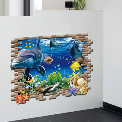Decal Dán Tường Cá Heo 3D - AY9706