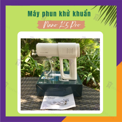 Máy Phun Khử Khuẩn Nano K5 PRO Hoàng Gia Công Suất Lớn Không Dây Cầm Tay - HÀNG CHÍNH HÃNG - Pin siêu bền 2 Chế Độ Phun Với Chùm 8 Đèn Led UV Khử Trùng Sạch Vi Khuẩn - Thiết Kế Nhỏ Gọn - Dạng Sạc Pin Di Động, Dễ Dùng 