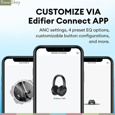 Edifier WH700NB - Tai Nghe Over-Ear Bluetooth V5.3, ANC, Wireless, Màng Loa 40mm , Kết Nối Thiết Bị Kép, Sử Dụng 68 Giờ - Hàng chính hãng