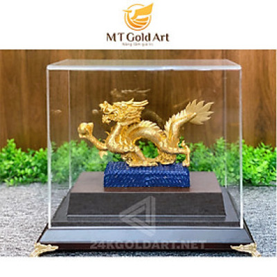 Tượng Rồng phong thủy vờn ngọc dát vàng (19x27x34cm) MT Gold Art- Hàng chính hãng, trang trí nhà cửa, phòng làm việc, quà tặng sếp, đối tác, khách hàng, tân gia, khai trương 