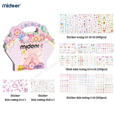 Đồ Chơi Sticker Hình Xăm, Dán Móng Tay Cho Bé Gái Mideer Garden Fairy Dress Up Sticker Pack 1000 miếng 