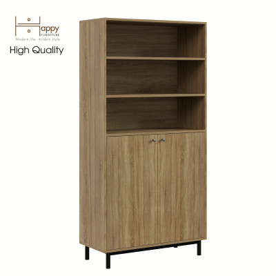 [Happy Home Furniture] CATY , Kệ sách 6 tầng 2 cửa mở - chân sắt ,  90cm x 40cm x 180cm (DxRxC), KSA_016