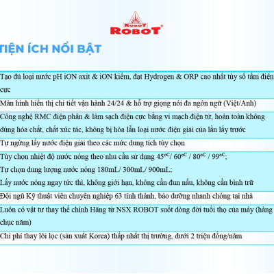 Máy Lọc Nước Điện Giải Ion Kiềm ROBOT IonKing 511 Chế Độ Nóng Nguội Lạnh 5 Tấm Điện Cực Titanium Phủ Platinum - Hàng Chính Hãng