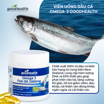 Combo 3 Hộp Dầu Cá Goodhealth Omega 3 Fish Oil 1000mg 150 Viên - Bổ Não - Tăng Trí Nhớ - Mắt Tinh - Chính Hãng Từ New Zealand