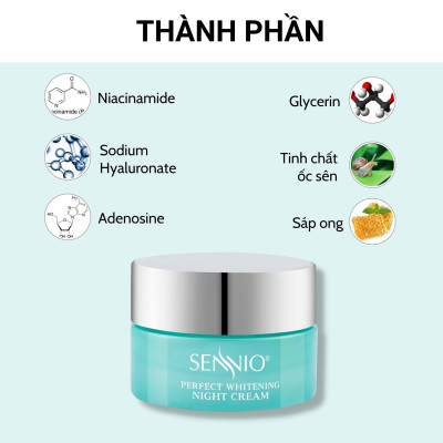 Kem dưỡng ẩm Sennio Perfect Whitening Night Cream dưỡng trắng da mặt ban đêm tái tạo và phục hồi da 30g SNO 830