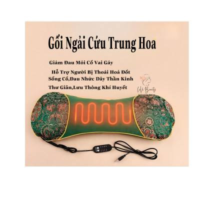 Gối ngải cứu thảo mộc Trung Hoa, Túi chườm ngải cứu cắm điện massage chườm nóng hỗ trợ giảm đau mỏi cổ vai gáy