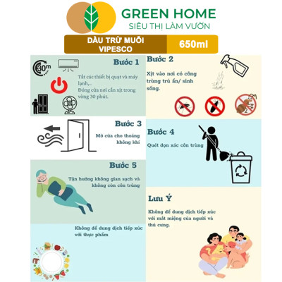 Dầu Trừ Muỗi Vipesco GreenHome, Chai 650Ml, Đặc Trị Muỗi, Kiến, Gián Nhanh Chóng, Hiệu Quả Và An Toàn