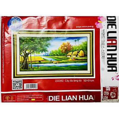 Tranh thêu kín đồng quê 222262, kích thước 92 x 50 cm