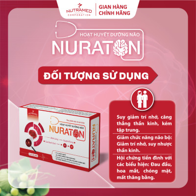 Viên uống Nuraton hỗ trợ tăng cường lưu thông máu não và cải thiện tuần hoàn máu não (60 viên) - Nutramed