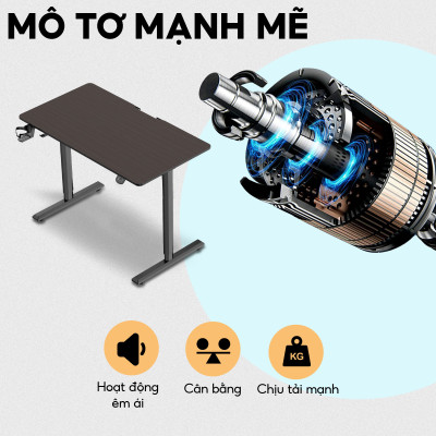 Bàn nâng hạ chiều cao công thái học iCockpit EL05 1460. Phiên bản nâng cấp mới nhất tặng kèm thảm lót chuột, móc treo tai nghe và giá để ly nước