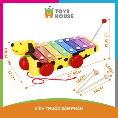 Đàn xylophone 8 phím kết hợp xe kéo hình cún tăng khả năng cảm thụ âm nhạc của trẻ Toyshouse 1152