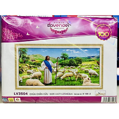 Tranh thêu chữ thập Chúa chăn cừu LV3504, kích thước 125 x 63 cm