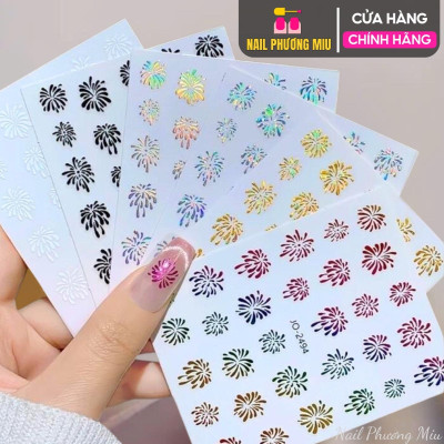 Sticker Tia Sáng p.Hoa Sticker Lấp Lánh, Miếng Giấy Dán Móng Tay 3D Làm Nail Thời Trang Sơn Gel Nữ Women
