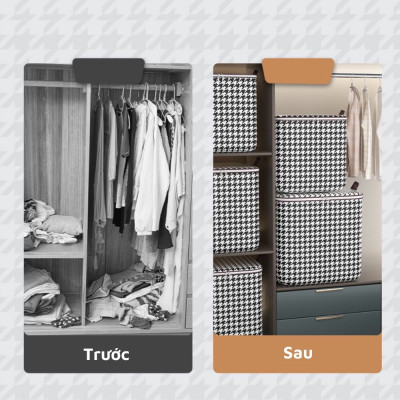 Giỏ Đựng  Quần Áo Sọc Caro Trắng Đen – Đựng Chăn Màn, Gối, Quần Áo  Tiện Dụng