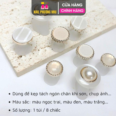 Tách Ngón Lẻ Ngọc Trai Hình Tròn, Hình Cô Gái Cao Cấp Túi 8 Chiếc Làm Nail Tiện Lợi Khi Sơn Và Chụp ảNh, Đế Silicon Đàn Hồi Tốt