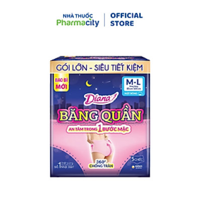 Băng vệ sinh dạng quần chống tràn 360 độ Diana Sensi (Gói 5 cái - Size M-L)