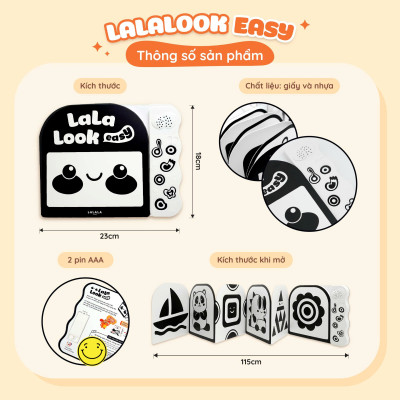 Đồ Chơi Âm Thanh (không đèn) Kèm Thẻ Ziczac Lalalook Easy Đen Trắng Kích Thích Thị Giác và Thính Giác Cho Bé Sơ Sinh 0-3 Tháng - Lalala Baby