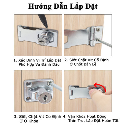 Chốt Khóa Cửa Thẳng Kèm Khóa KUNBE Nhiều Kích Thước Thích Hợp Nhiều Loại Cửa